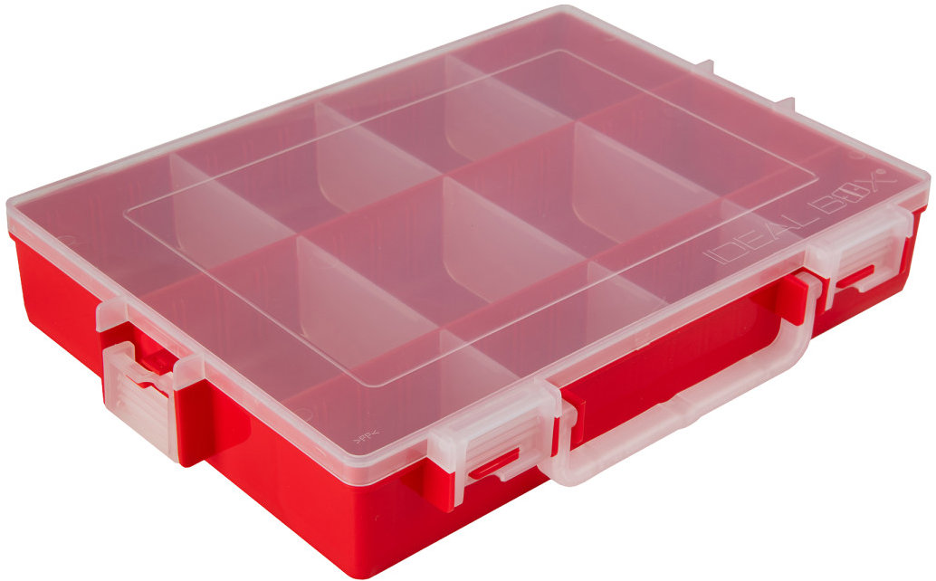 IDEAL BOX Plastový organizér XL - červená/transparentní