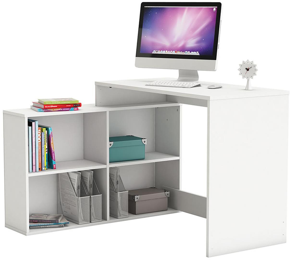 Rohový psací stůl CORNER bílý od IDEA nábytek