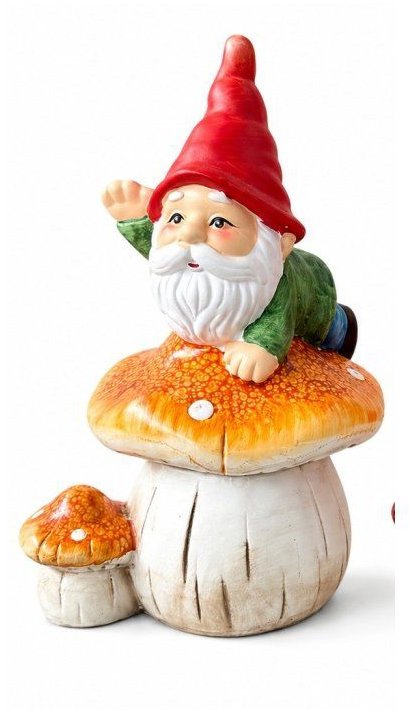 Igotrend 562254 zahradní trpaslík na hříbku, 14 × 17 × 28 cm, 1 ks