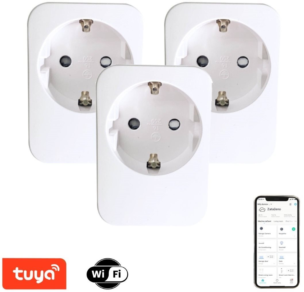 IMMAX NEO LITE Smart sada 3x vnitřní zásuvka v2 bez kolíku, typ E, WiFi
