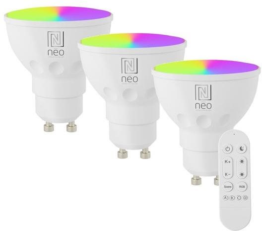 IMMAX NEO LITE Sada 3x smart LED žárovka GU10 4,8W RGB+CCT, stmívatelná, WiFi, Beacon, DO
