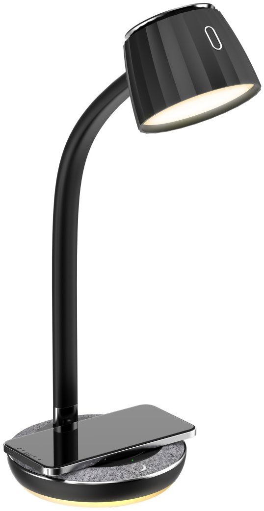 IMMAX PERLA LED, Qi bezdrátové nabíjení, černá + šedý a kovový detail