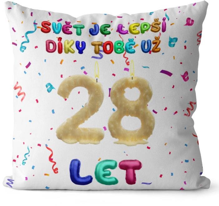 Impar polštář Svět je lepší díky tobě věk 28