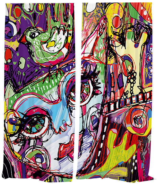 IMPAR Závěsy Cat art,140 × 250 cm