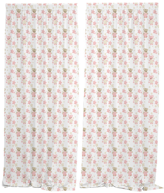 IMPAR Závěsy Teddy bear,pink,140 × 250 cm
