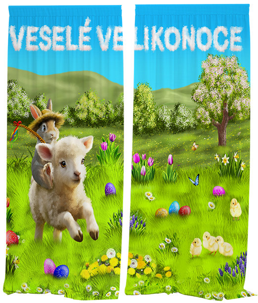 IMPAR Závěsy Ovečka a králíček,140 × 250 cm