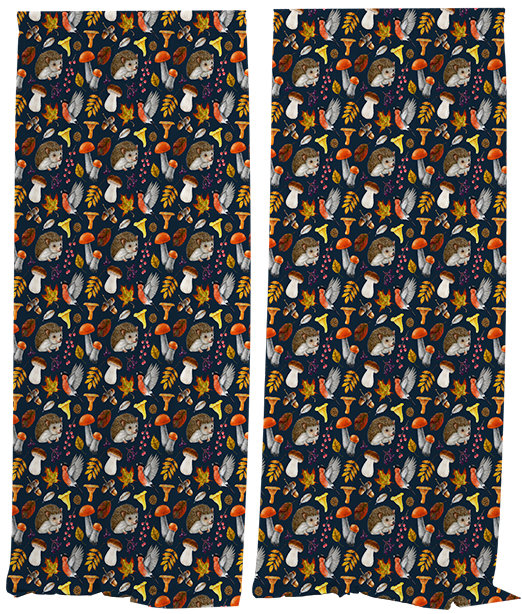 IMPAR Závěsy Houby a ježek,140 × 250 cm