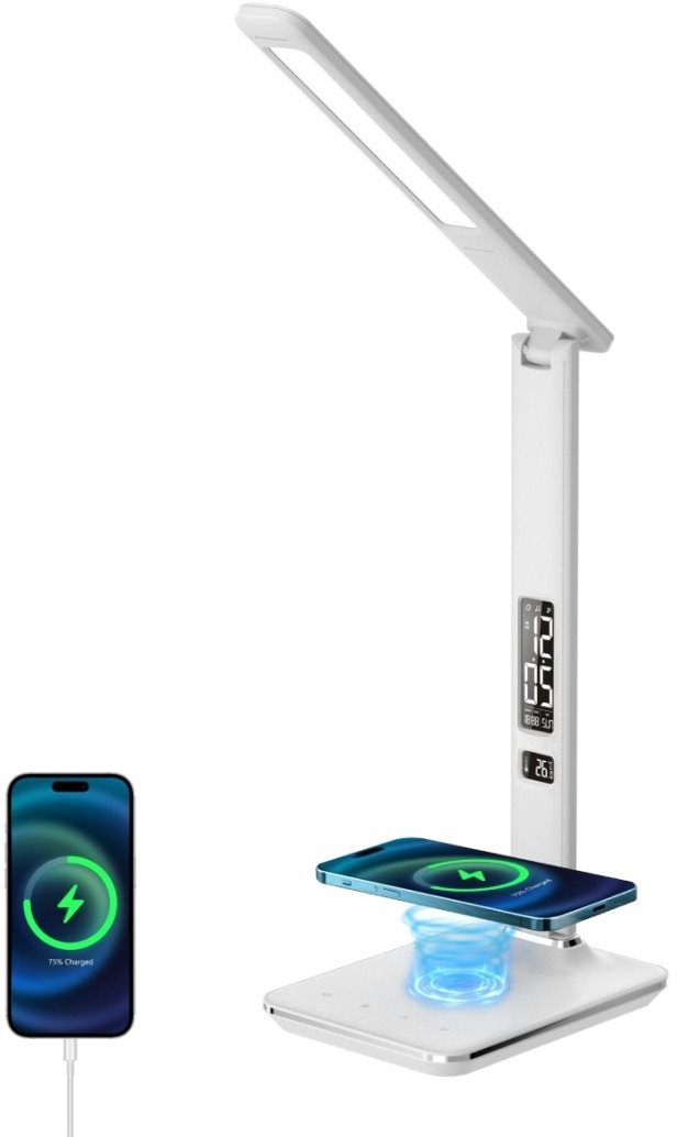 IMMAX KINGFISHER LED Qi s bezdrátovým nabíjením a USB, bílá