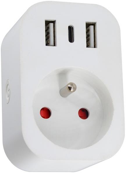 IMMAX NEO LITE Smart vnitřní zásuvka s kolíkem, typ E, 2xUSB, 1xUSB C , WiFi