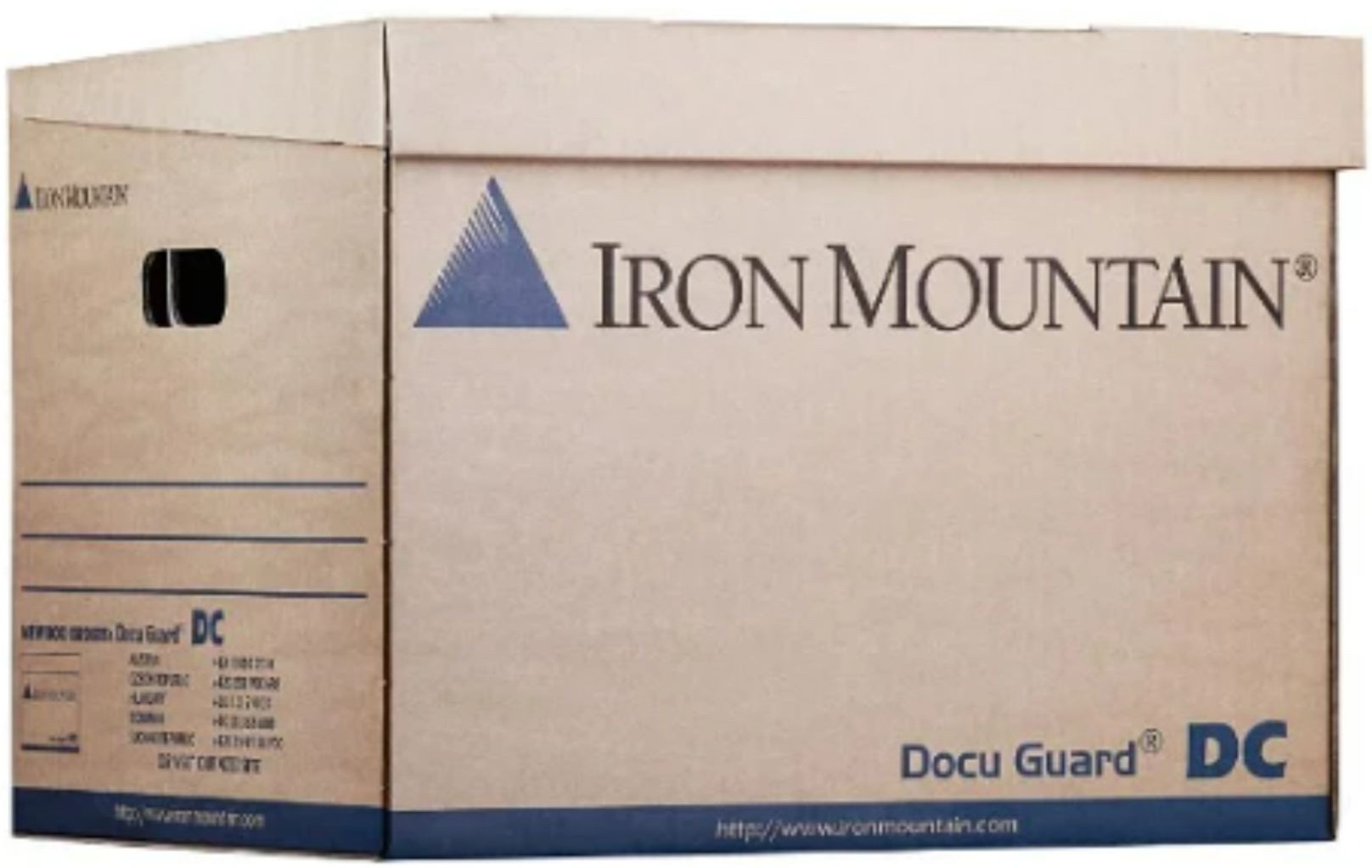 Iron Mountain Box DC, 43 × 31 × 33 cm, hnědo-modrá