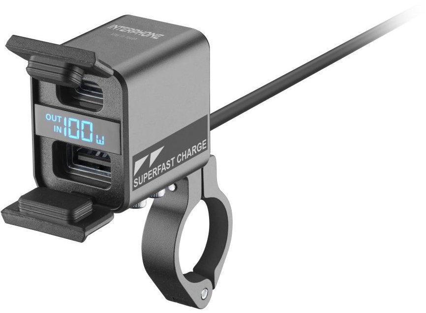 Interphone obousměrná nabíječka USB-C USB-A pro údržbu a nabíjení moto baterií 100W IP66
