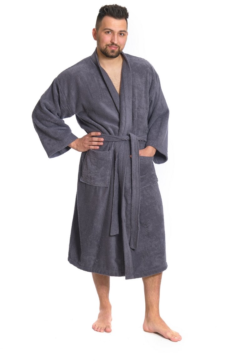 Interkontakt Pánský župan model KIMONO 02 Dark Grey Velikost županu S