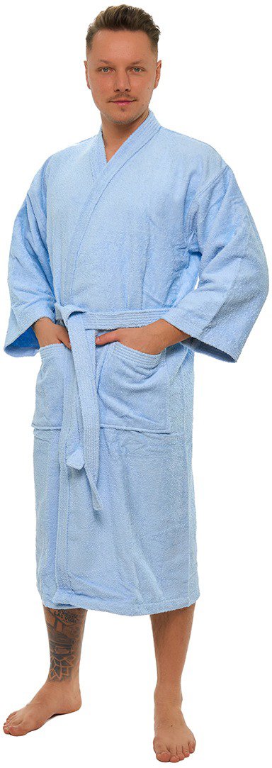 Interkontakt Pánský župan model KIMONO 06 Light Blue Velikost županu XL