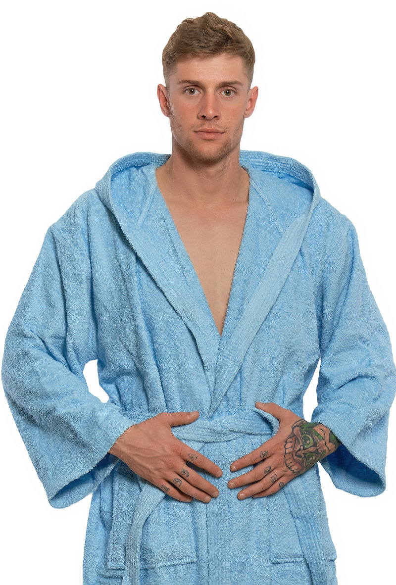 Interkontakt Pánský župan s kapucí 06 Light Blue Velikost županu XXL