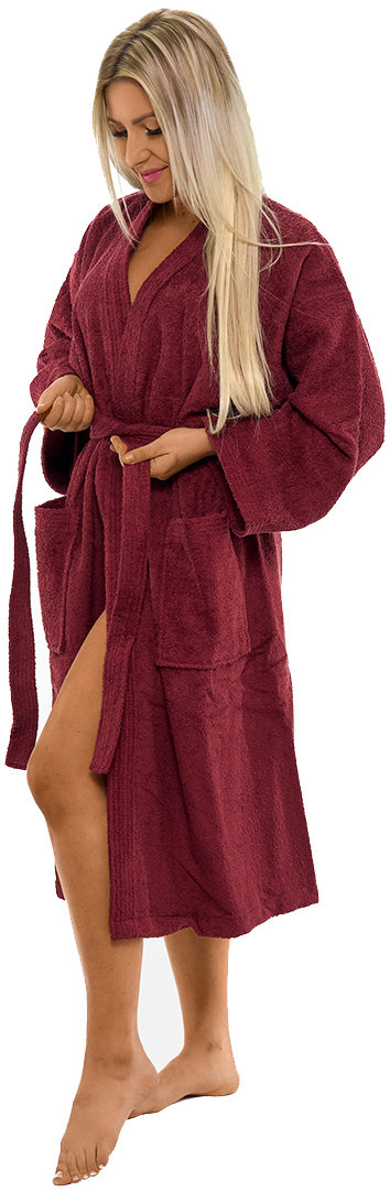 Interkontakt Dámský župan model KIMONO 04 Bordeaux Velikost županu XL