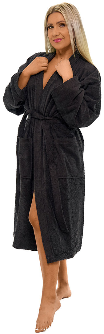 Interkontakt Dámský župan model KIMONO 05 Black Chocolate Velikost županu M