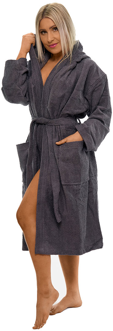 Interkontakt Dámský župan s kapucí 02 Dark Grey Velikost županu XXL