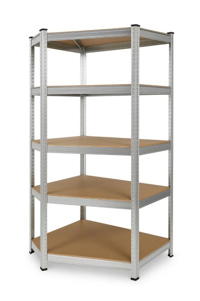 IQ garden Rohový regál 180 × 90 × 90, pozinkovaný - 5 polic IQ models