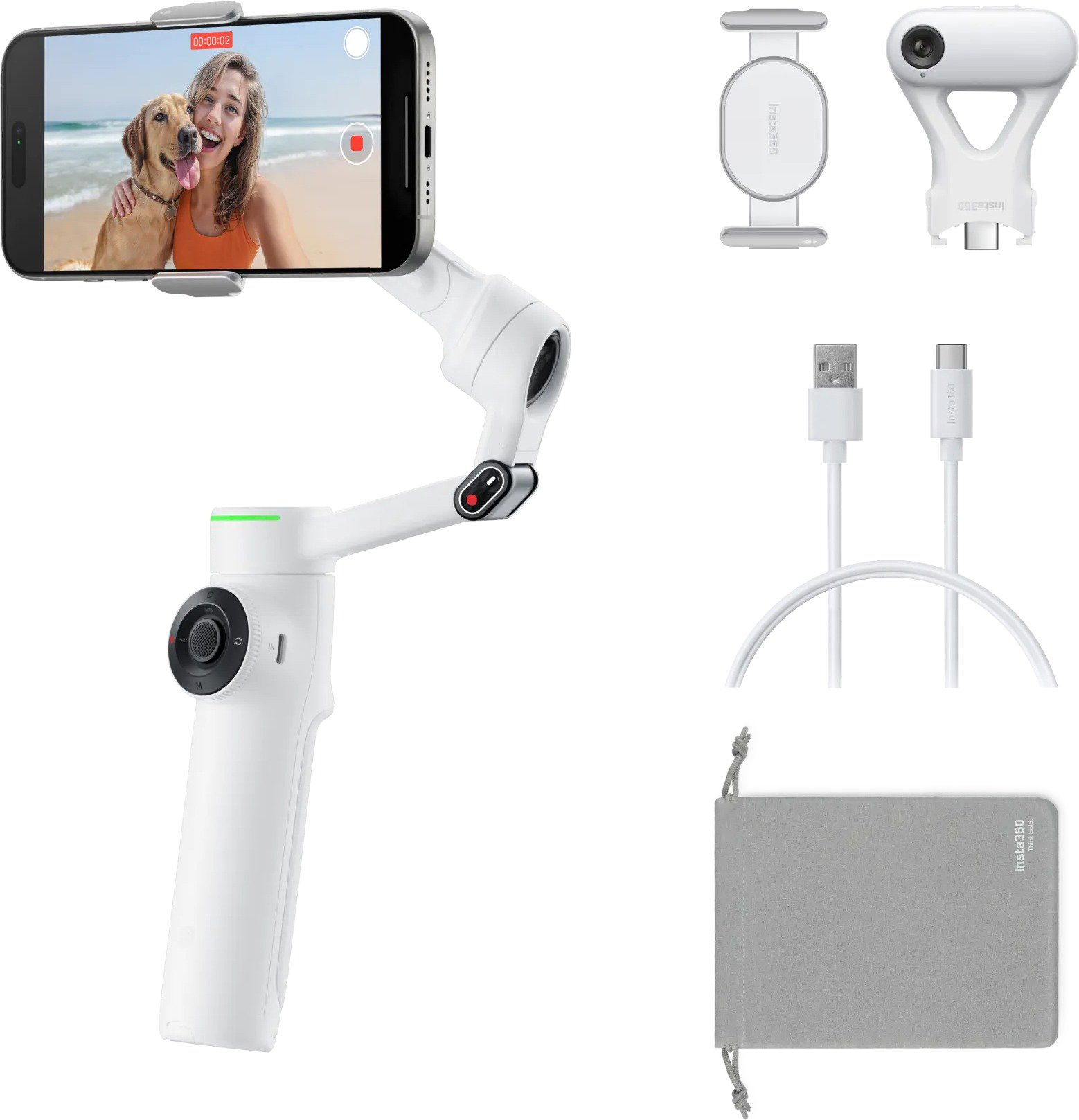 Insta360 Flow 2 Pro AI Tracker Bundle/ Summit White