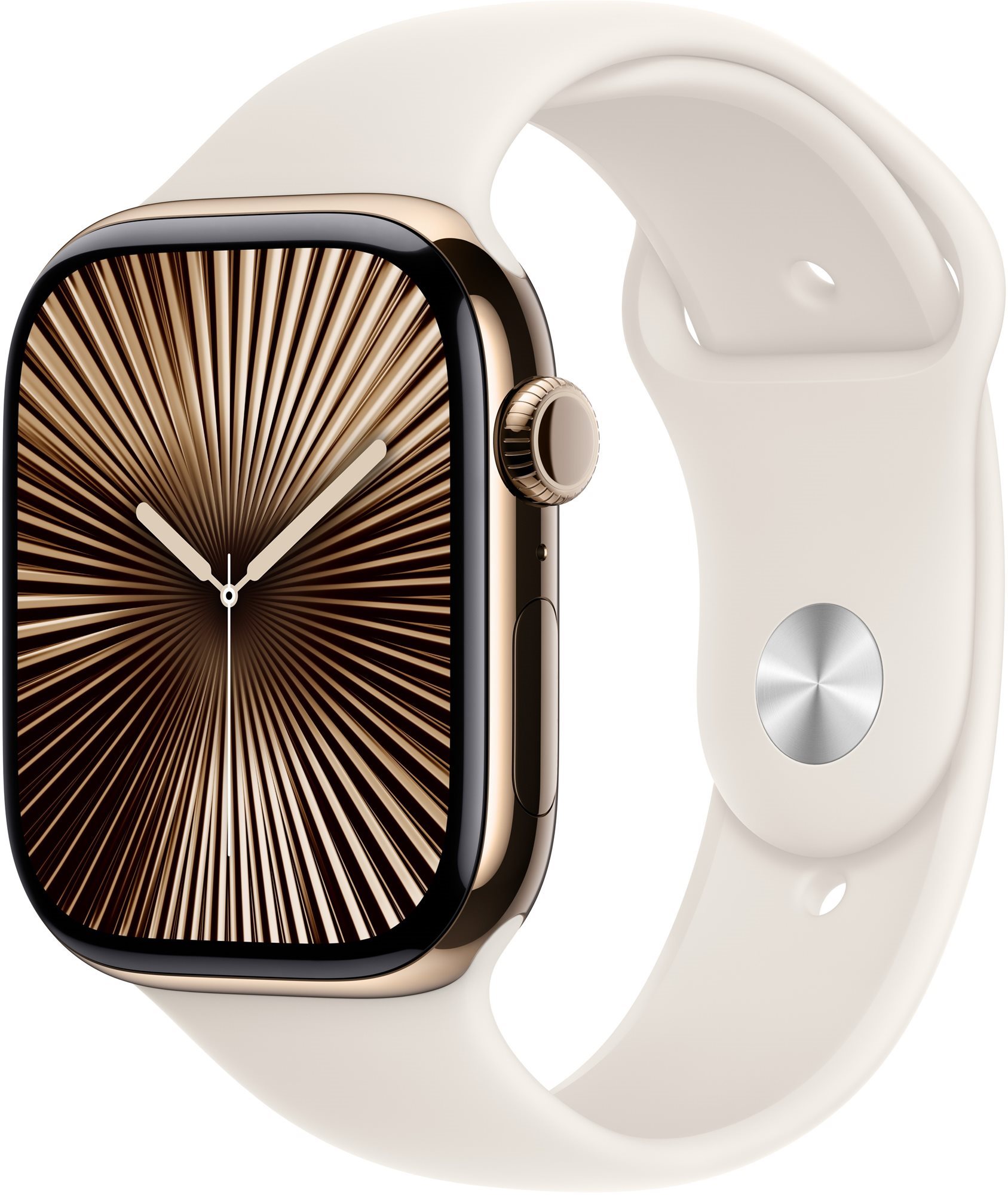 Apple Watch Series 10 42mm Cellular Gold Titanium Case with Starlight Sport Band - M/L