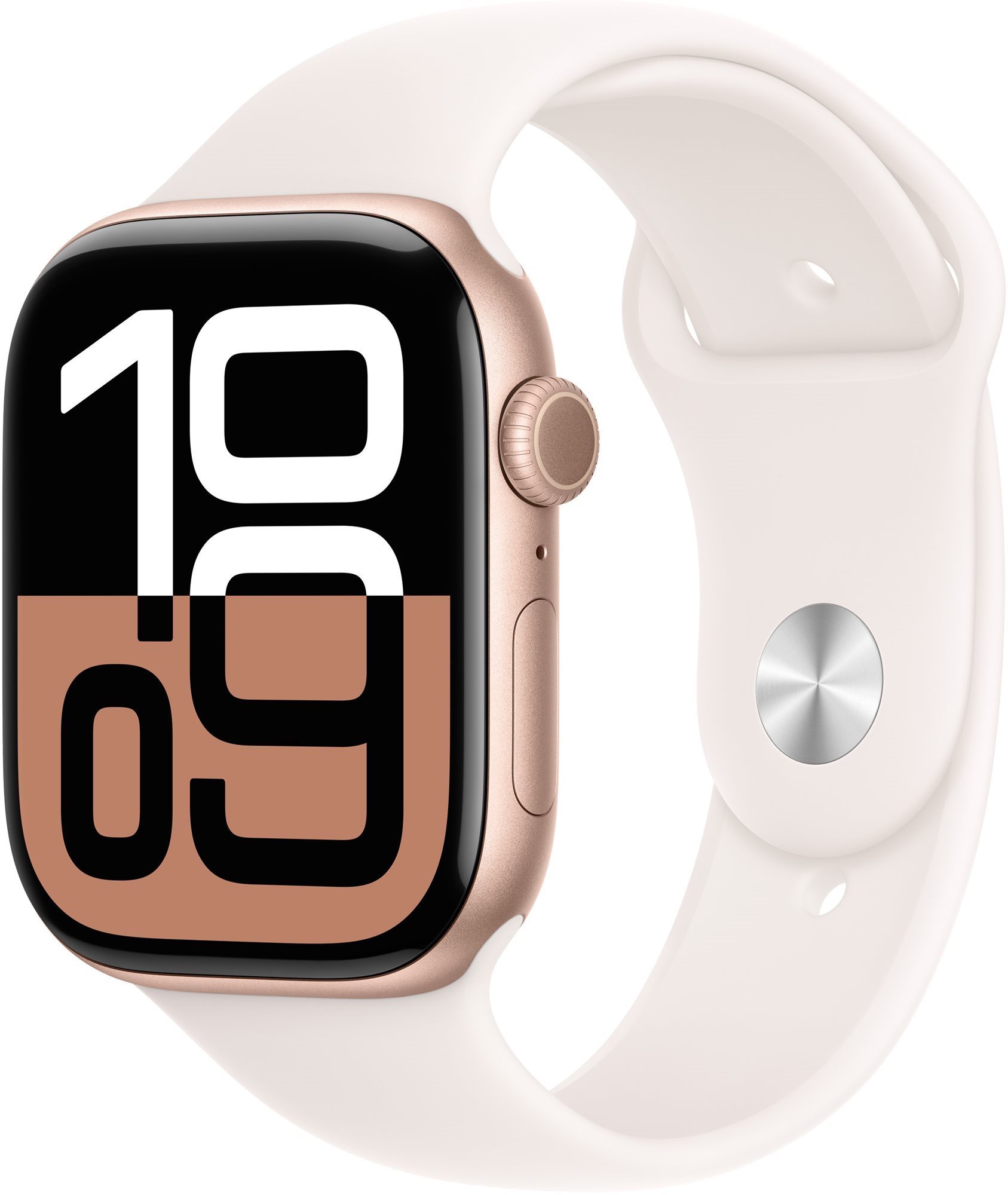 Apple Watch Series 10 46mm Cellular Růžově zlatý hliník se světle ruměným sportovním řemínkem - M/L