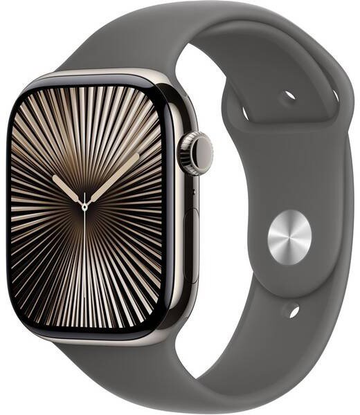 Apple Watch Series 11 Cellular 42mm Přírodní titan se skálově šedým sportovním řemínkem - M/L