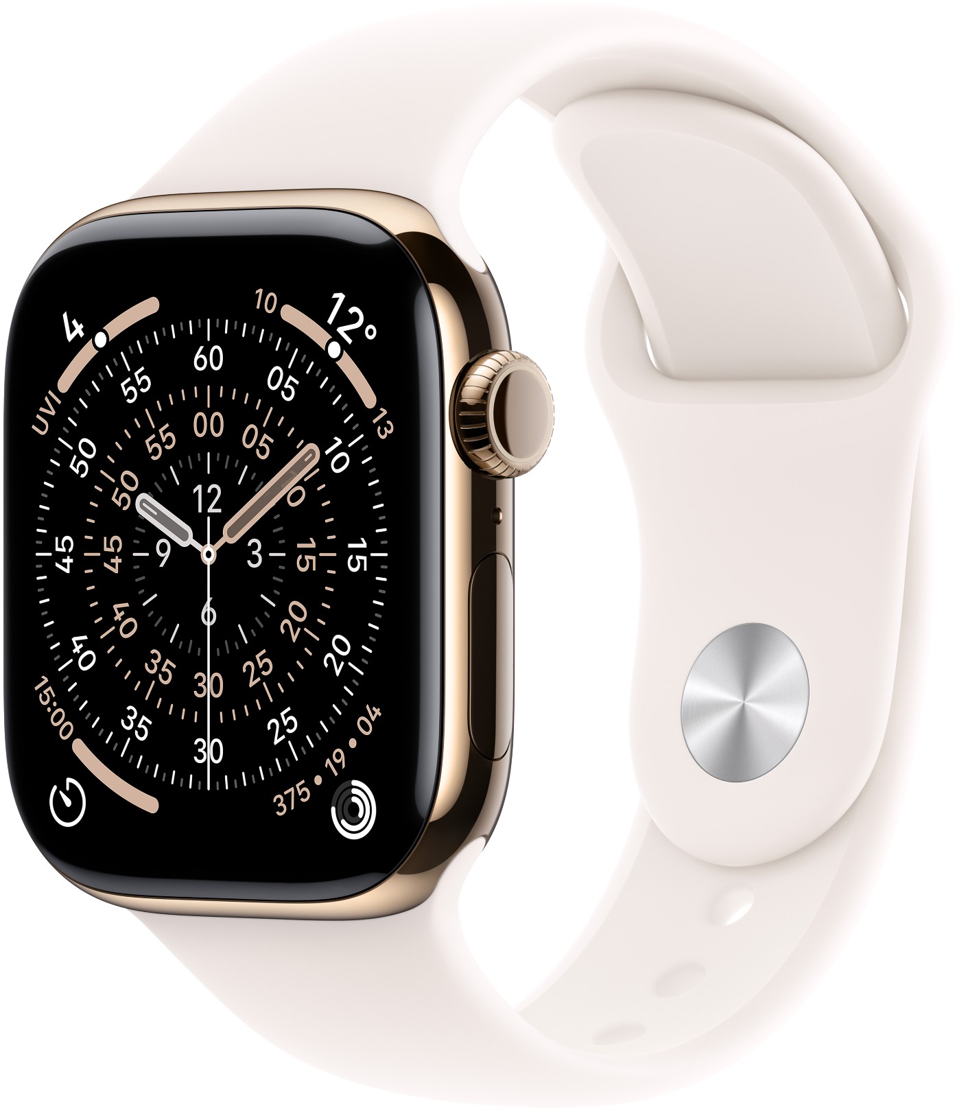 Apple Watch Series 11 Cellular 42mm Zlatý titan se světle ruměným sportovním řemínkem - S/M