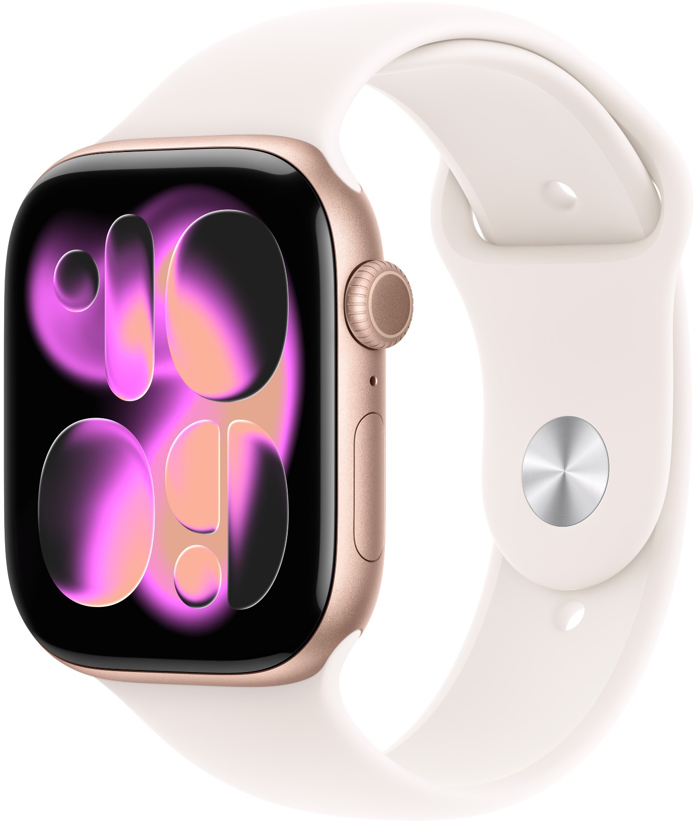 Apple Watch Series 11 42mm Růžově zlatý hliník se světle ruměným sportovním řemínkem - M/L