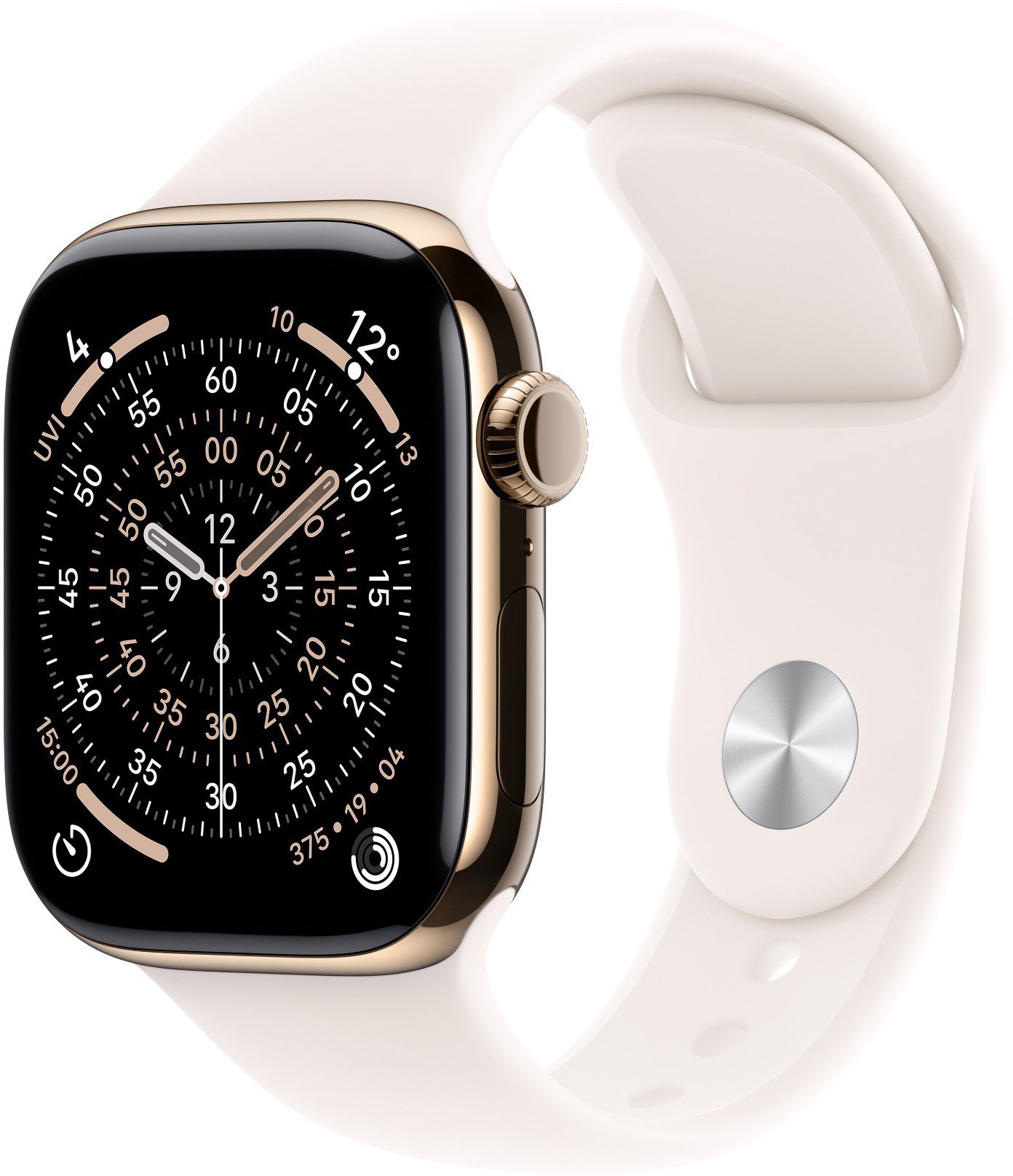 Apple Watch Series 11 Cellular 46mm Zlatý titan se světle ruměným sportovním řemínkem - M/L