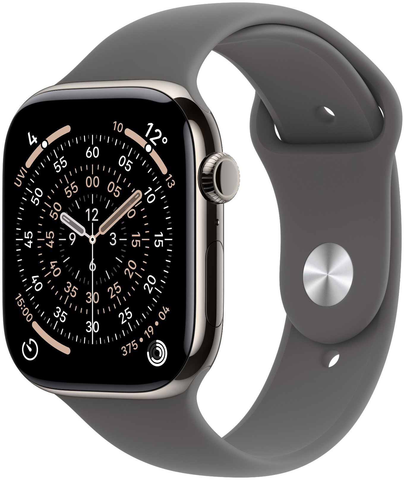 Apple Watch Series 11 Cellular 46mm Přírodní titan se skálově šedým sportovním řemínkem - S/M