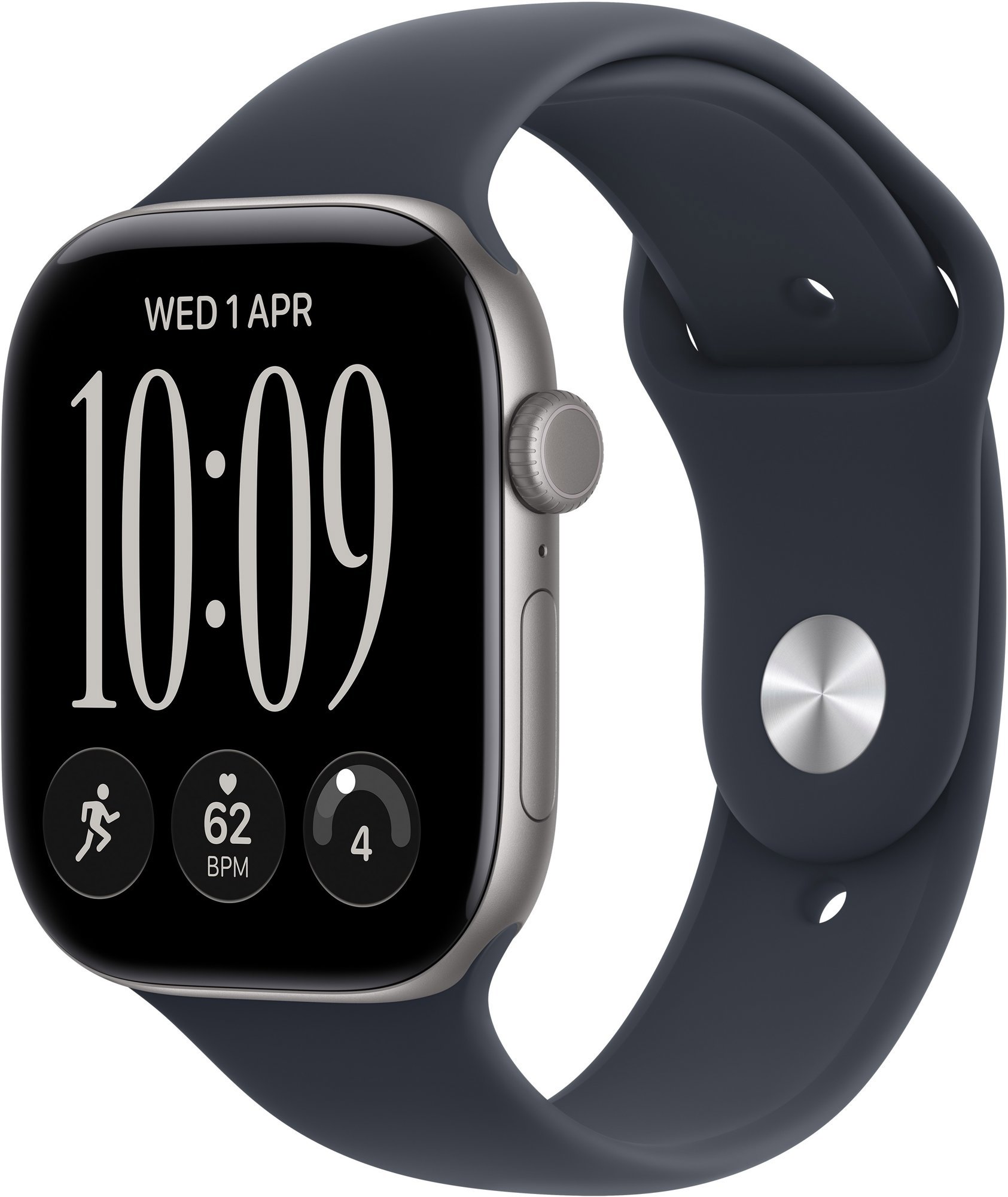 Apple Watch Series 12 Cellular 42mm vesmírně šedý hliník s námořnicky modrým sportovním řemínkem - S