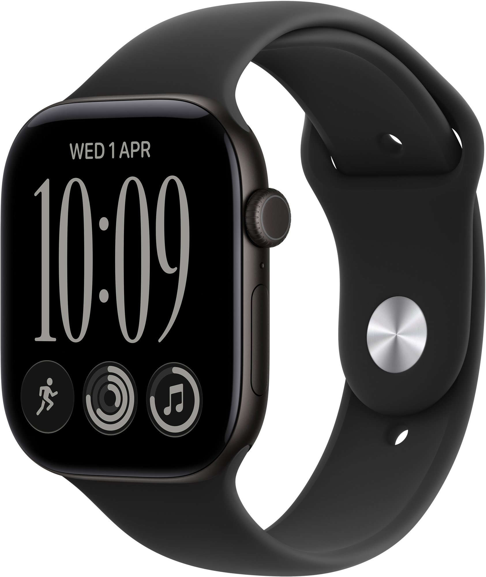 Apple Watch Series 12 Cellular 42mm černý hliník s černým sportovním řemínkem - S/M