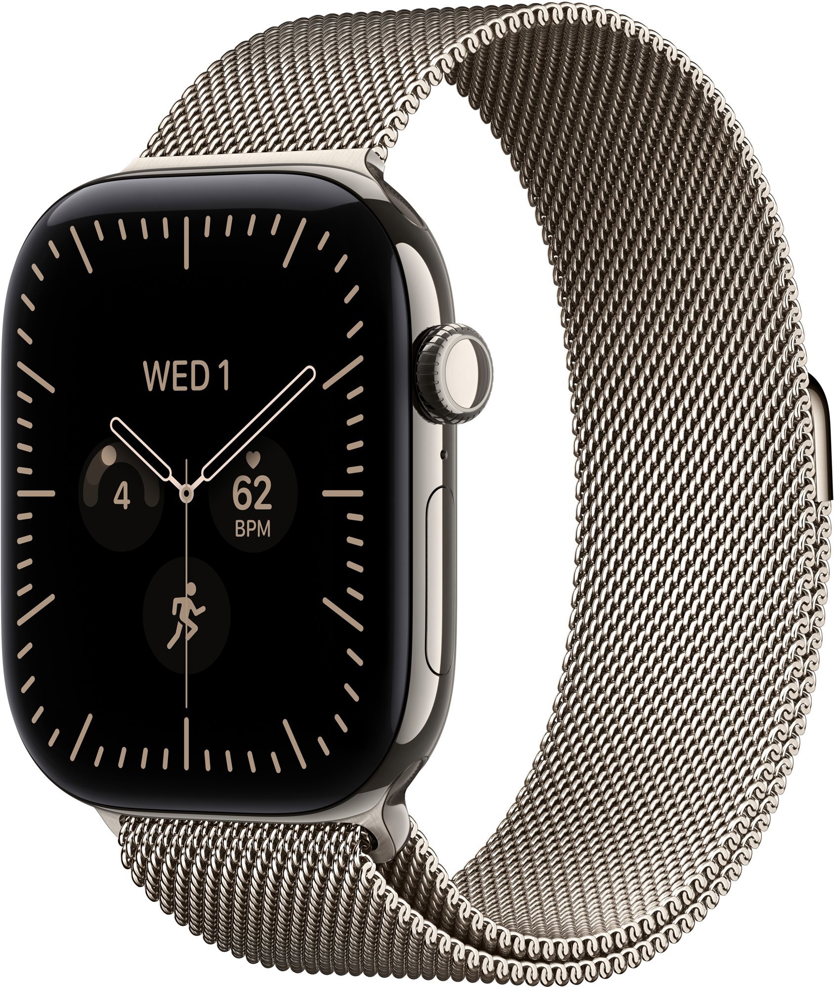 Apple Watch Series 12 Cellular 46mm přírodní titan s přírodním milánským tahem - S/M