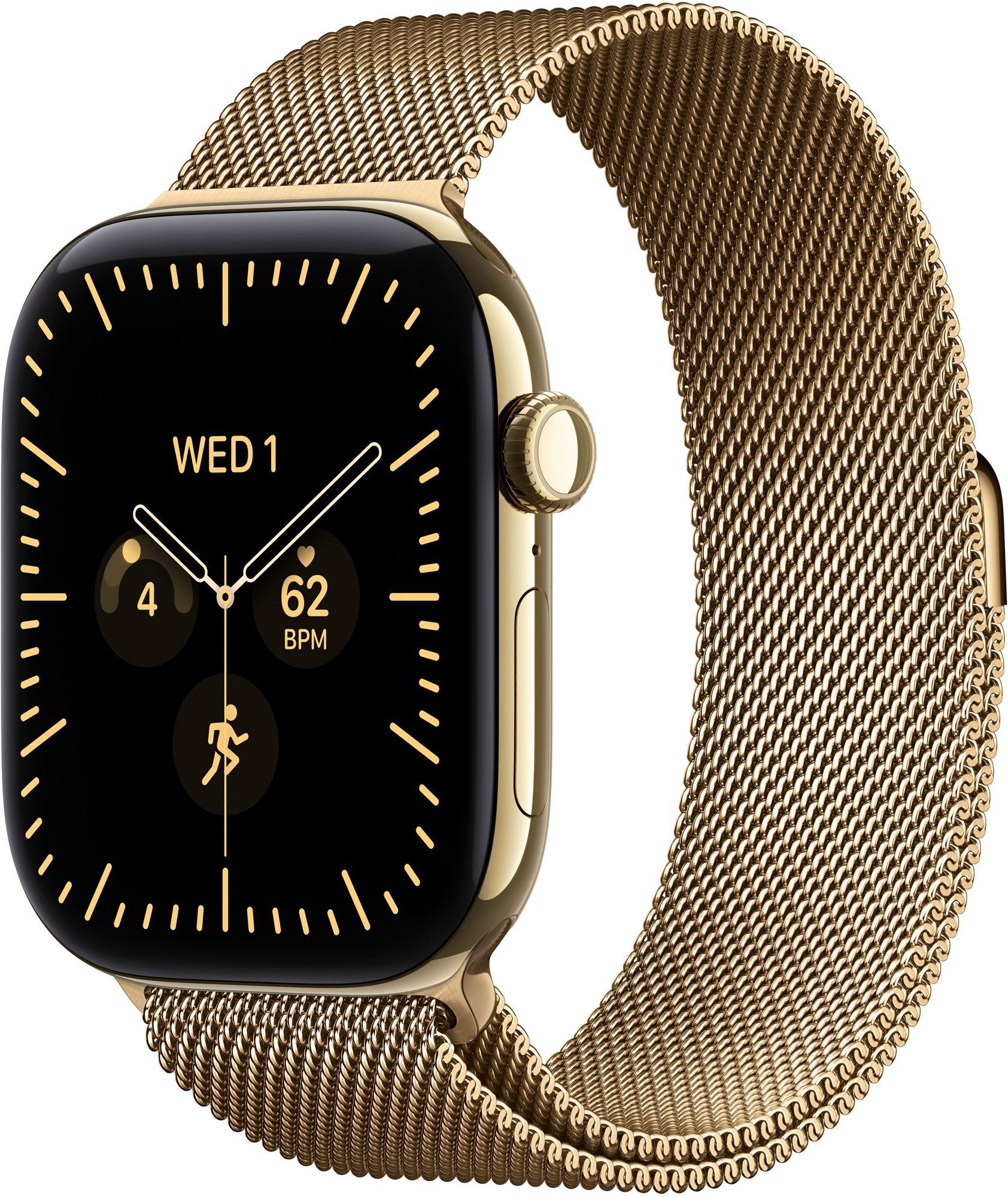 Apple Watch Series 12 Cellular 46mm zářivě zlatý titan se zářivě zlatým milánským tahem - S/M