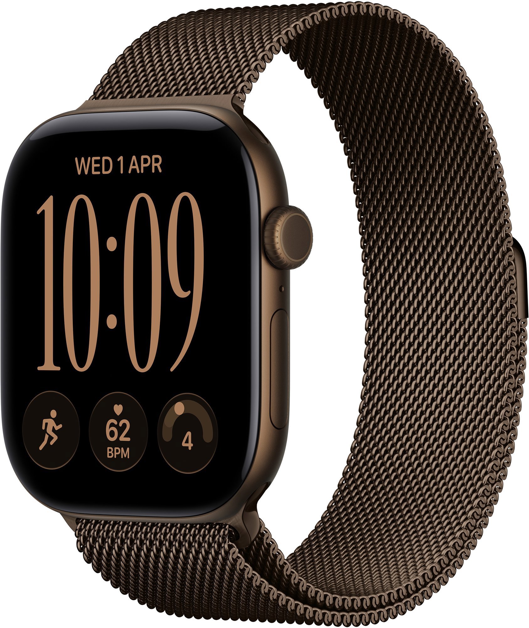 Apple Watch Series 12 Cellular 46mm tmavě bronzový hliník s tmavě bronzovým milánským tahem - M/L