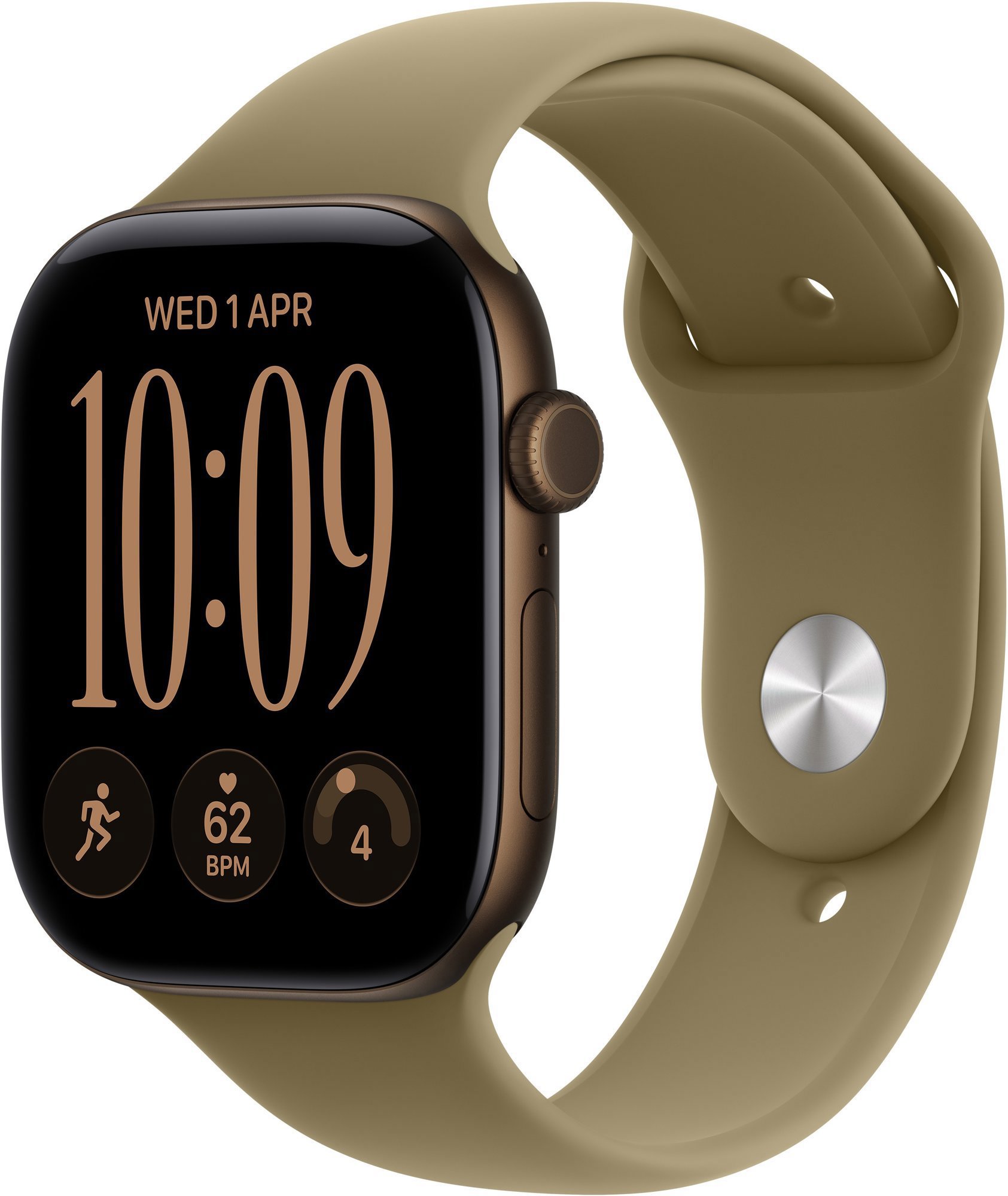 Apple Watch Series 12 Cellular 46mm tmavě bronzový hliník s olivovým sportovním řemínkem - M/L