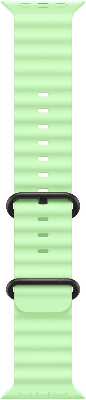 Apple Watch 49mm neonově zelený Oceánský řemínek - provedení z černého titanu