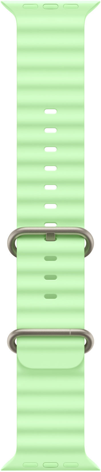 Apple Watch 49mm neonově zelený Oceánský řemínek - provedení z přírodního titanu