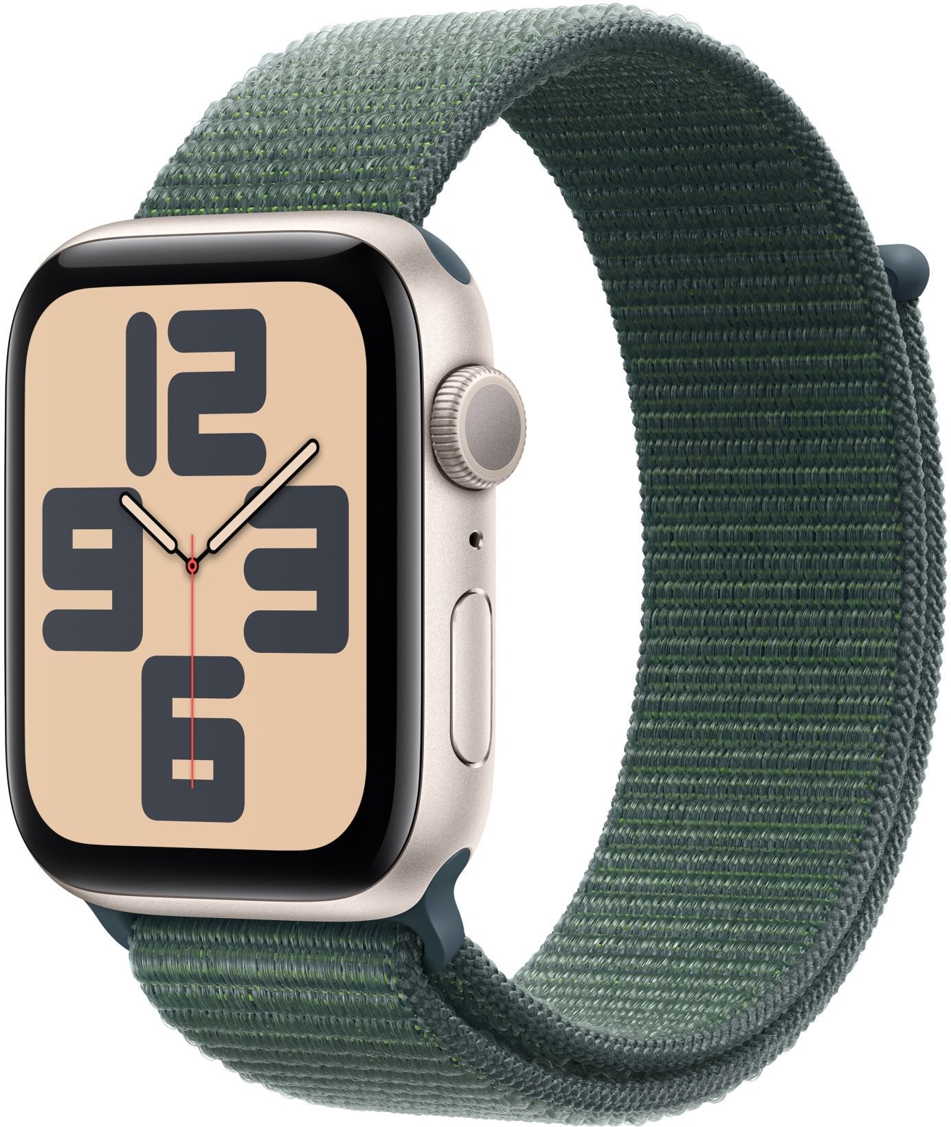 Apple Watch SE 44mm Hvězdně bílý hliník s jezerně zeleným sportovním řemínkem