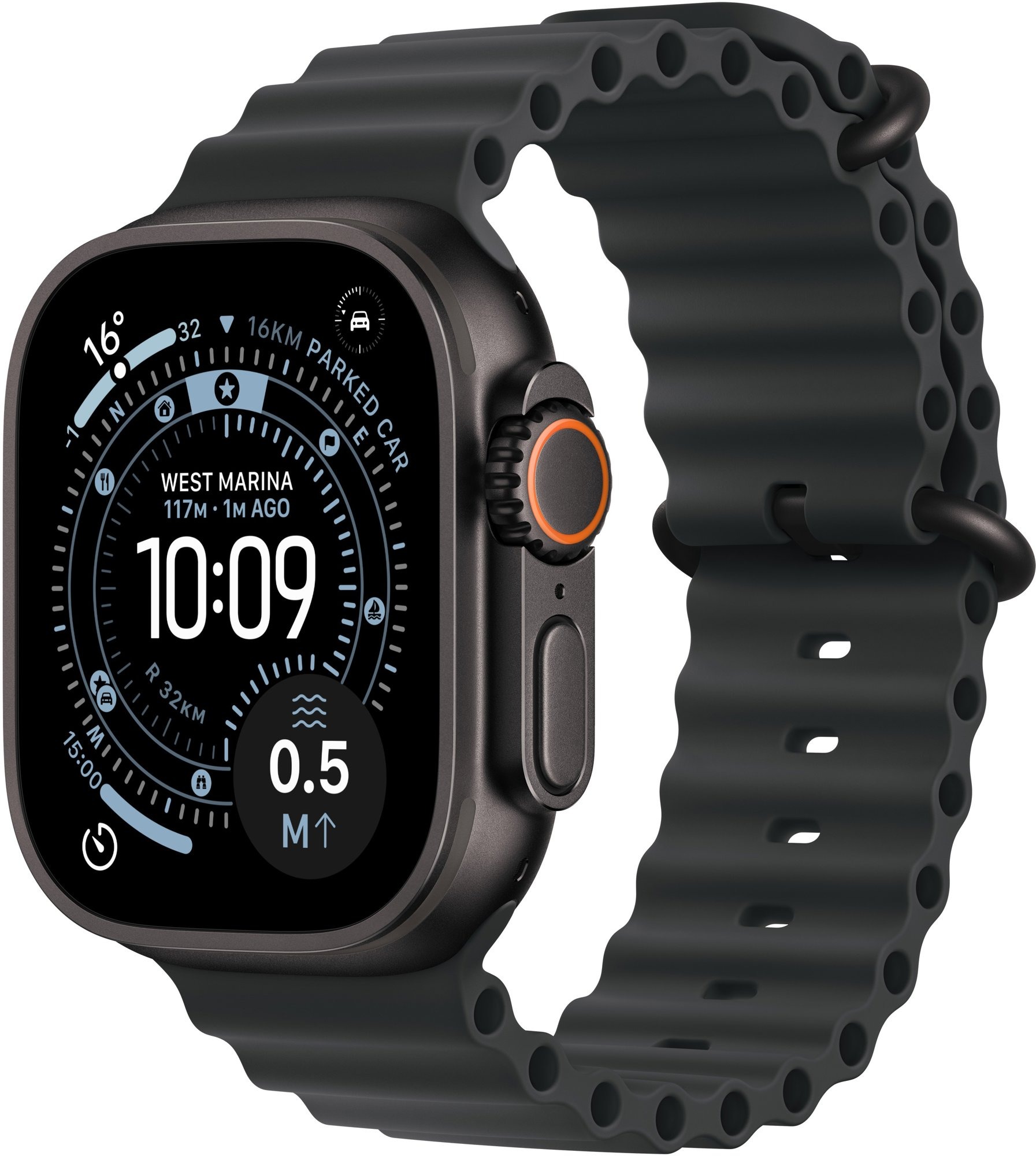 Apple Watch Ultra 3 49mm Černý titan s černým oceánským řemínkem