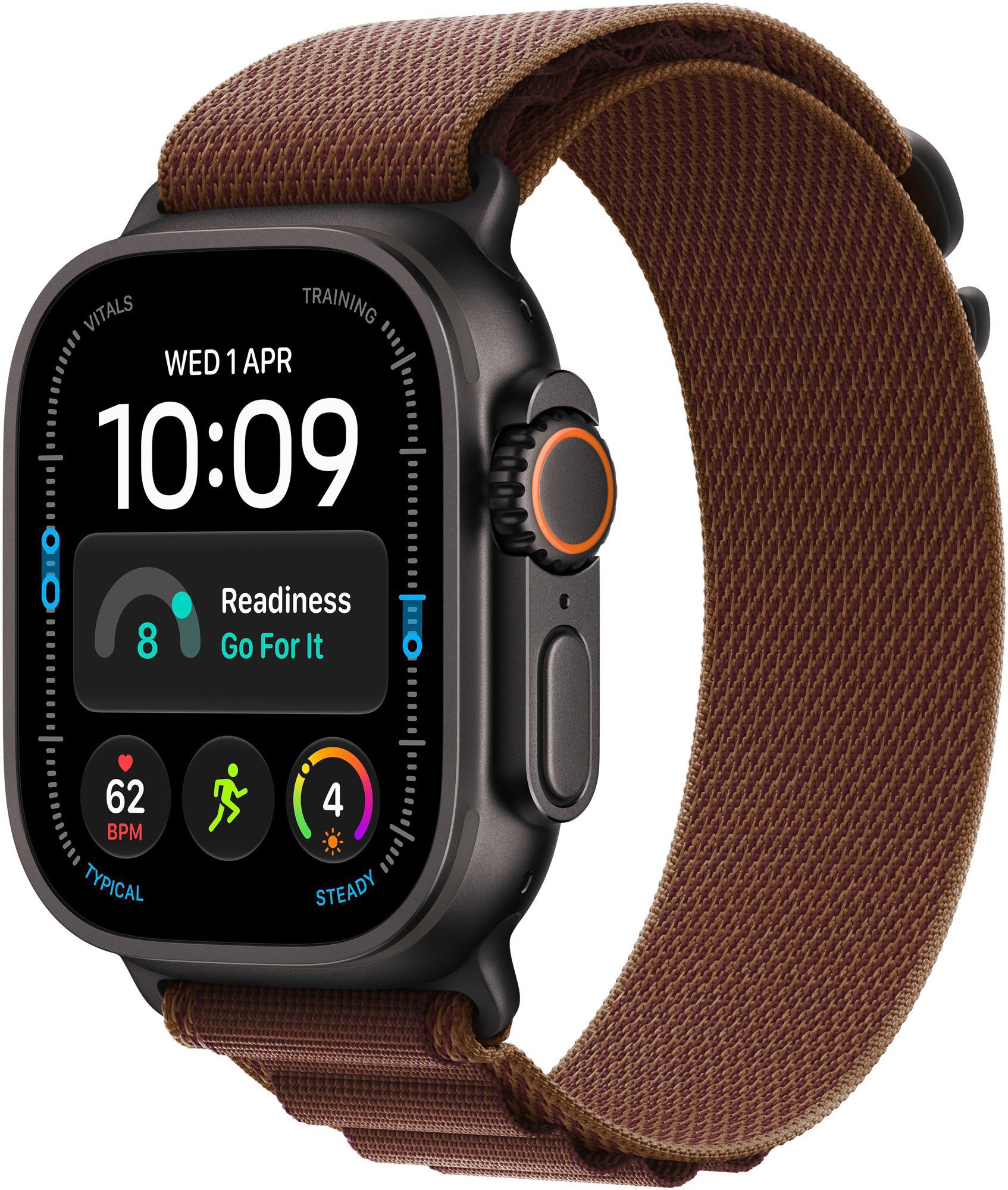 Apple Watch Ultra 4 49mm černý titan s burgundsky červeným alpským tahem - L