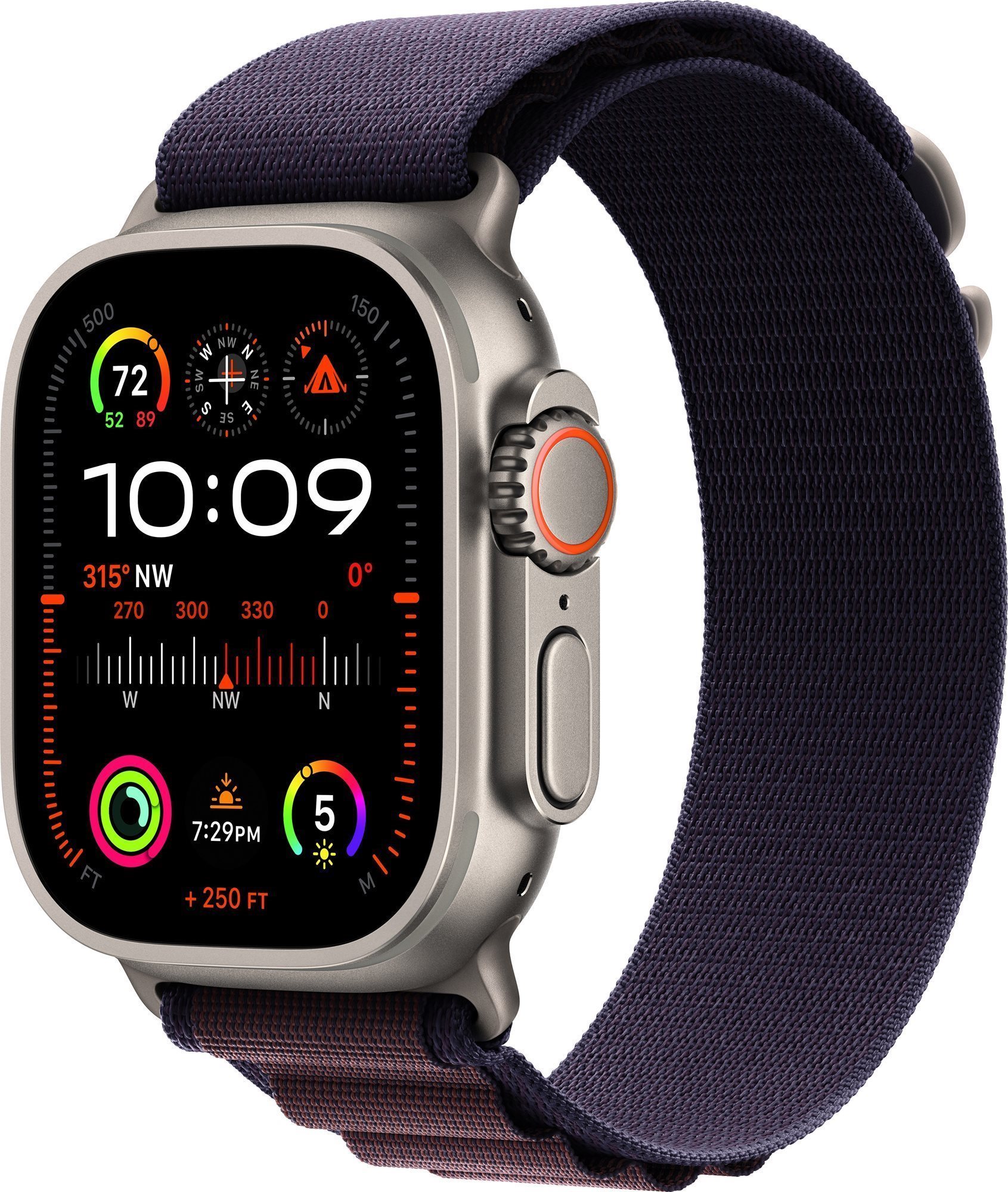 Apple Watch Ultra 2 49mm titanové pouzdro s indigo alpským tahem - Medium