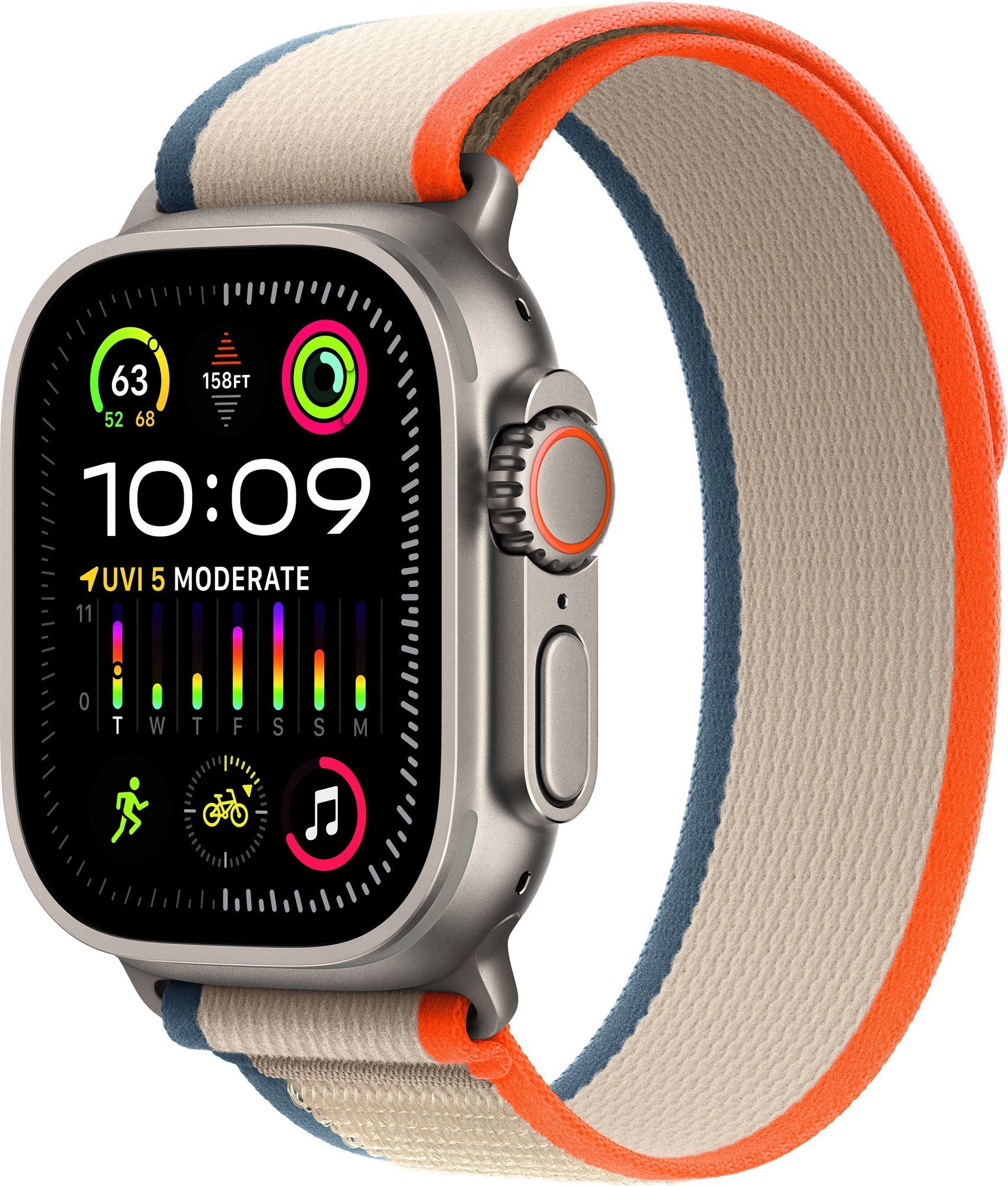 Apple Watch Ultra 2 49mm titanové pouzdro s oranžovo-béžovým trailovým tahem  - S/M