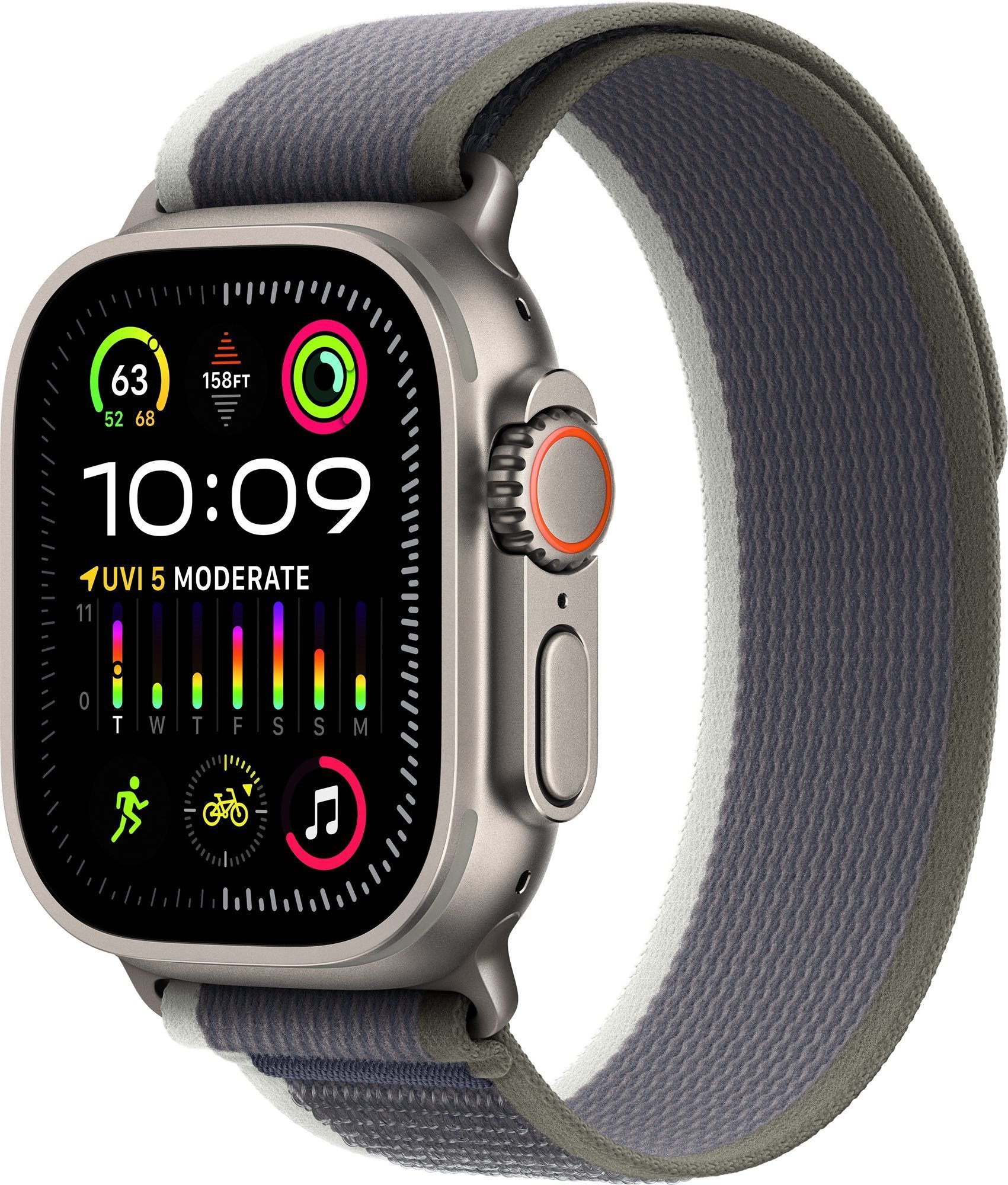 Apple Watch Ultra 2 49mm titanové pouzdro se zeleno-šedým trailovým tahem - S/M