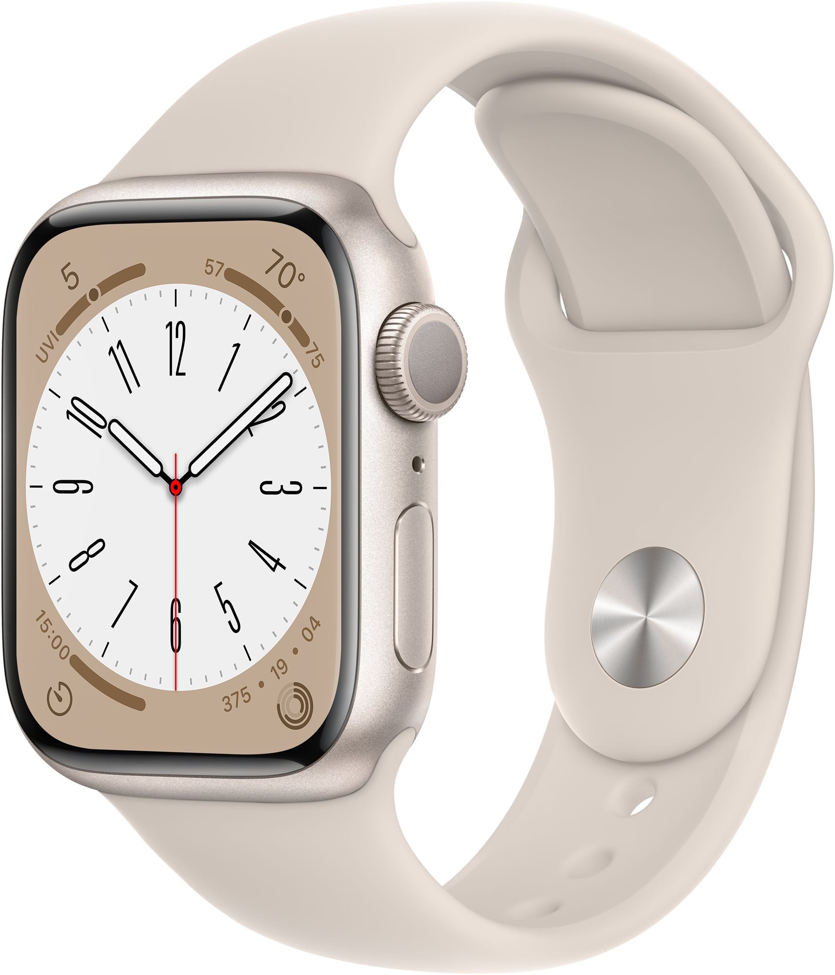 Apple Watch Series 8 41mm Hvězdně bílý hliník s hvězdně bílým sportovním řemínkem