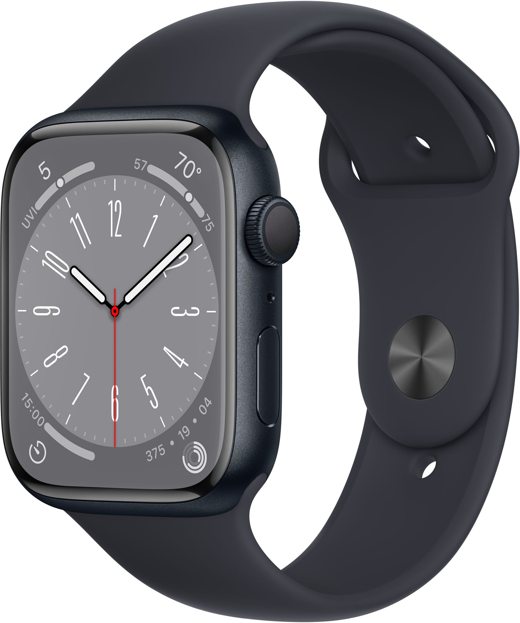 Apple Watch Series 8 45mm Temně inkoustový hliník s temně inkoustovým sportovním řemínkem