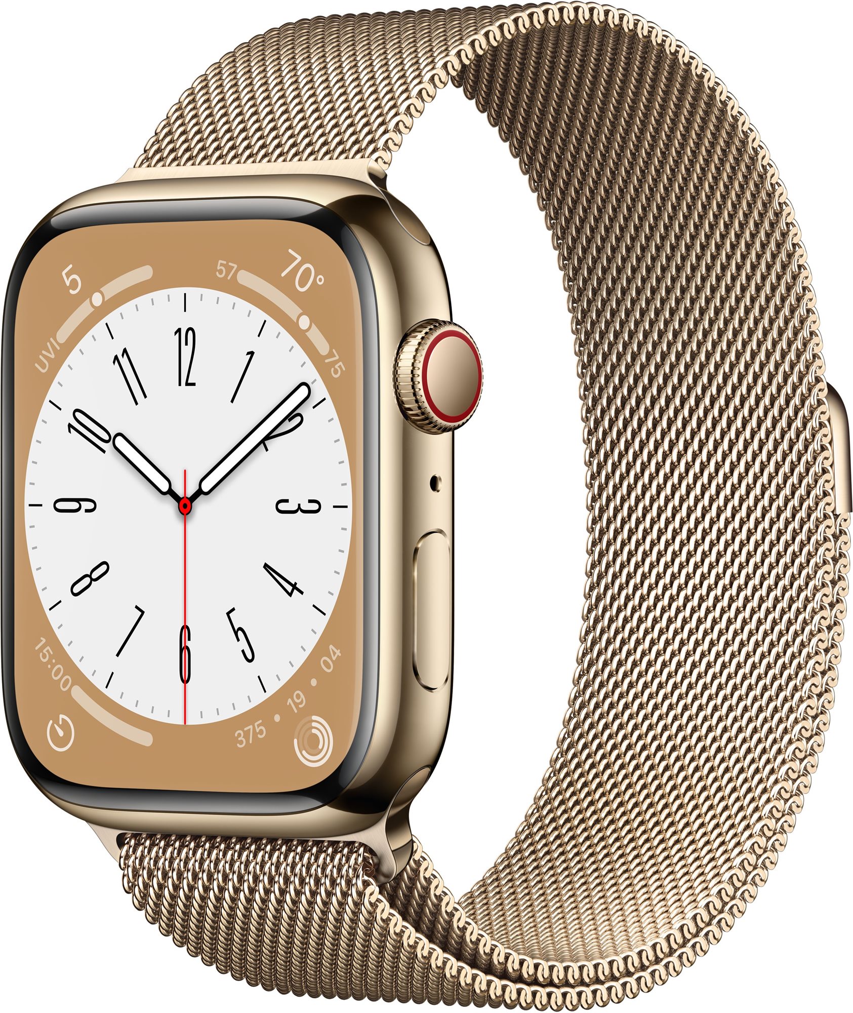 Apple Watch Series 8 45mm Cellular Zlatý nerez se zlatým milánským tahem