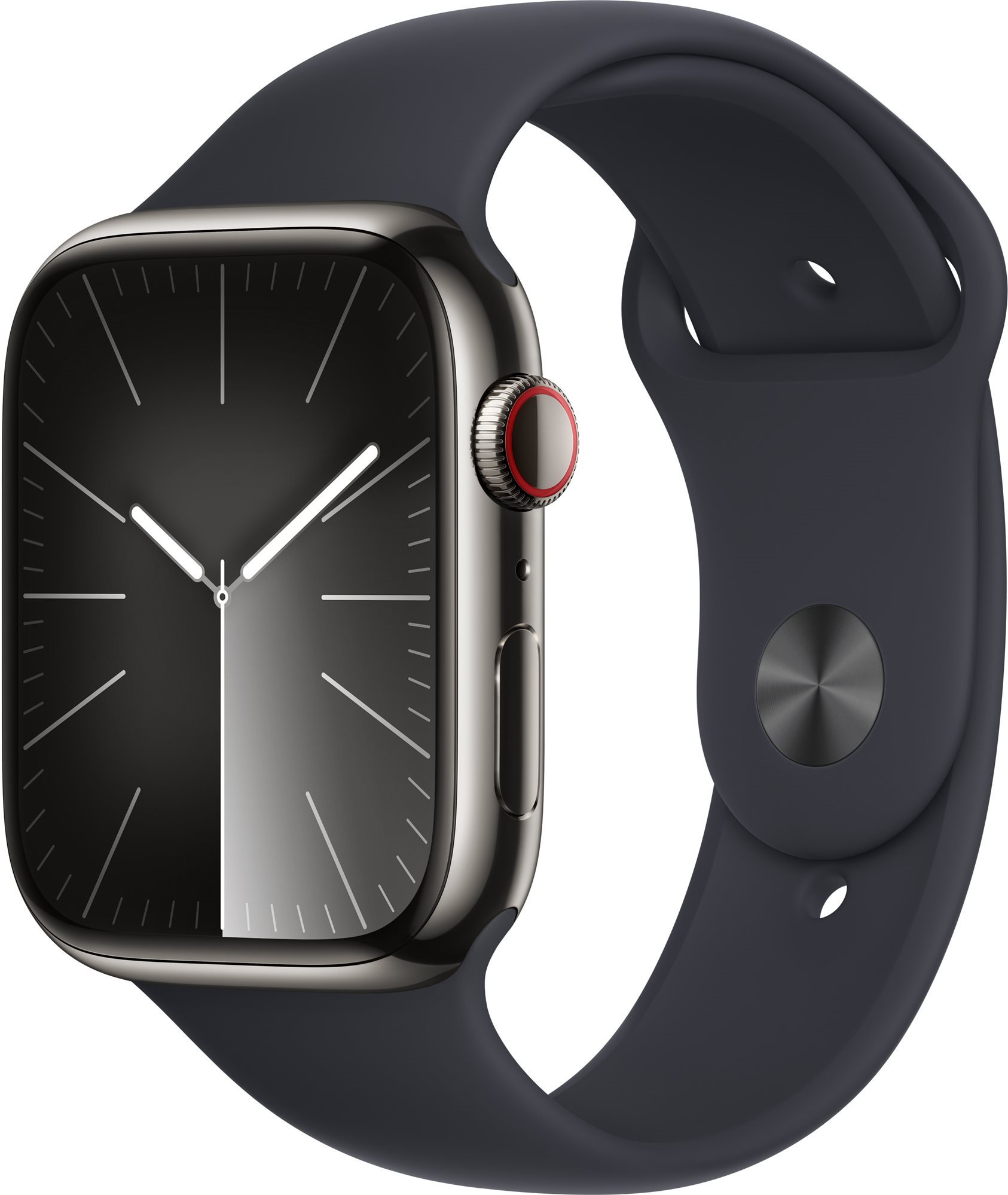 Apple Watch Series 9 45mm Cellular Grafitově šedý nerez s temně inkoustovým řemínkem - S/M
