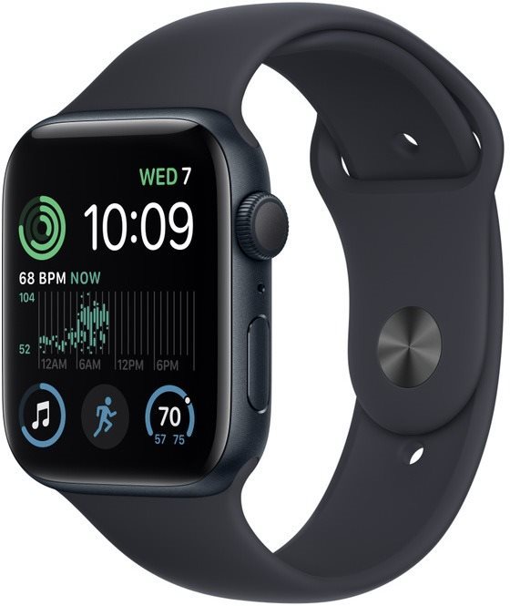 Apple Watch SE (2022) 44mm Temně inkoustový hliník s temně inkoustovým sportovním řemínkem