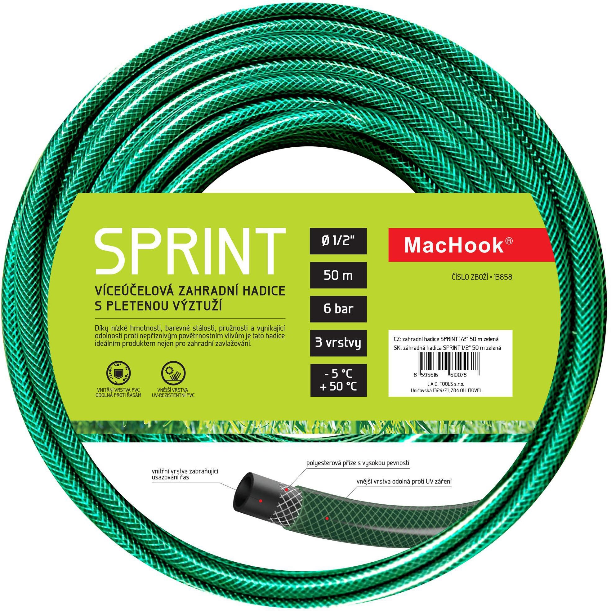 J.A.D. TOOLS Zahradní hadice SPRINT 1/2", zelená, 50 m
